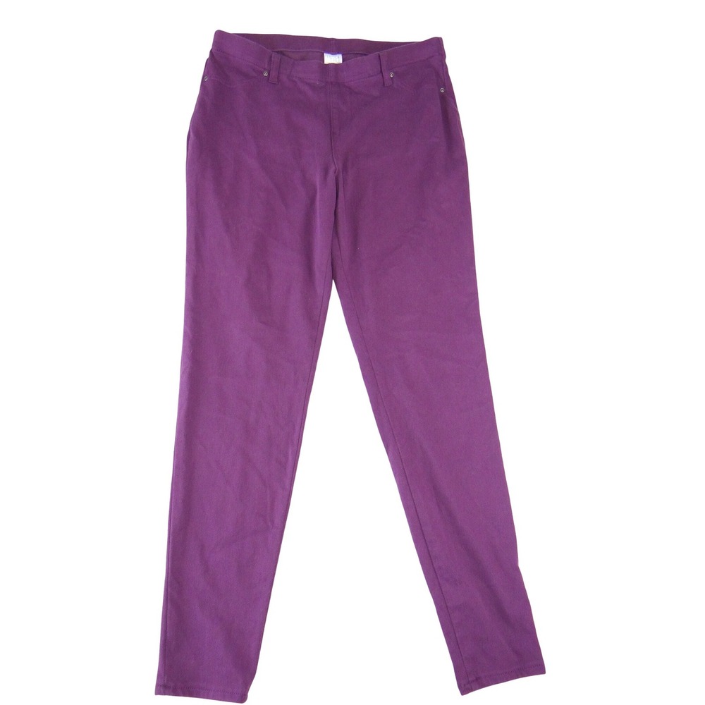 Time and Tru Womens Purple High Rise Pull On Jeggings Size L 12-14 Skinny Pants